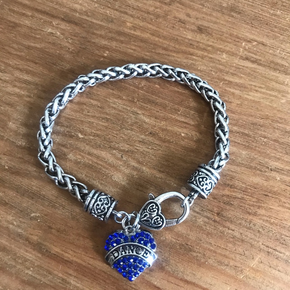 Dance Blue Rhinestone Heart Rope Bracelet - Picture 2 of 5